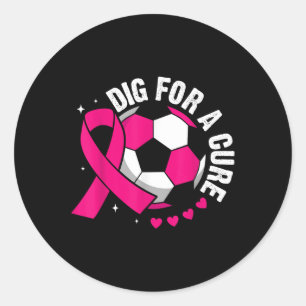 Dig For A Cure Pink Ribbon Breast Cancer Awareness Classic Round Sticker