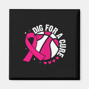 Dig For A Cure Sketll Pink Breast Cancer Awareness Magnet