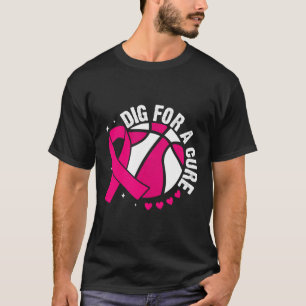 Dig For A Cure Sketll Pink Breast Cancer Awareness T-Shirt