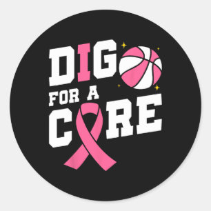 Dig For A Cure Sketll Pink Ribbon Breast Cancer Classic Round Sticker