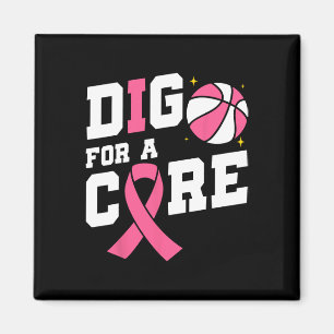 Dig For A Cure Sketll Pink Ribbon Breast Cancer Magnet