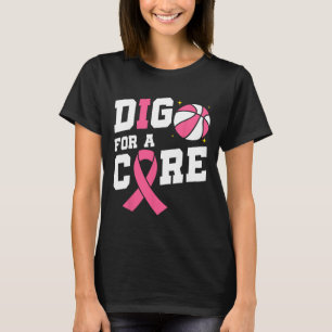 Dig For A Cure Sketll Pink Ribbon Breast Cancer T-Shirt