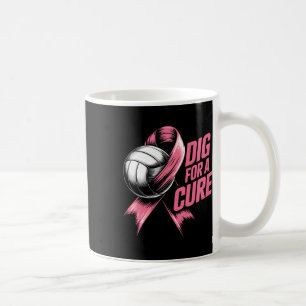Dig For Cure Ribbon Volleyball Breast Cancer Aware Coffee Mug