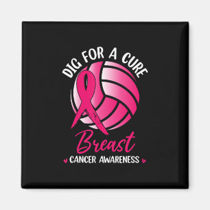 Dig For Cure Ribbon Volleyball Breast Cancer Aware Magnet