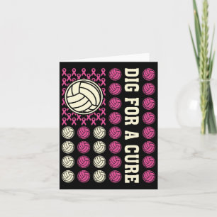 Dig For Cure Ribbon Volleyball Pink Breast Cancer Card
