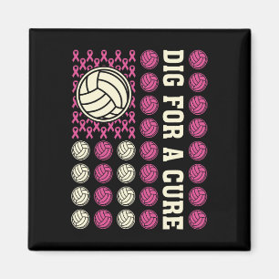 Dig For Cure Ribbon Volleyball Pink Breast Cancer  Magnet