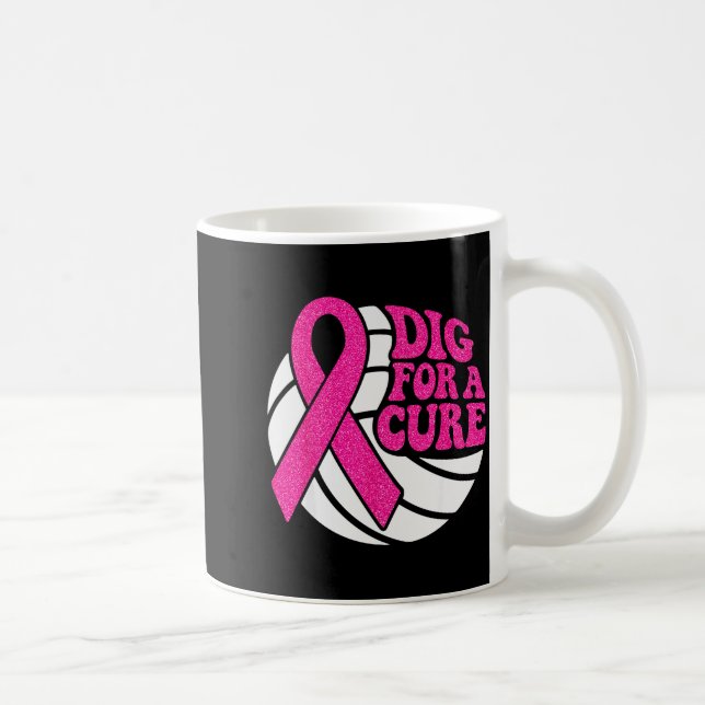 Dig For Nk Ribbon Volleyball Breast Cancer Awarene Coffee Mug (Right)