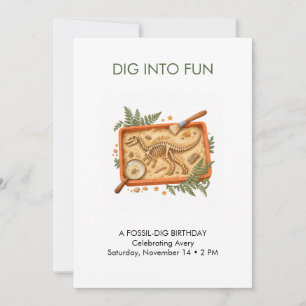 Dig Into Fun Fossil Dig Birthday Invitation