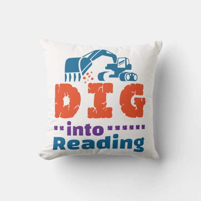 Dig Into Reading Teacher Librarian Library Cushion (Front)