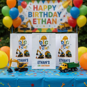 Dig Into The Fun Construction Birthday Medium Gift Bag