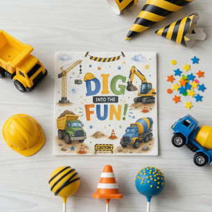 Dig Into The Fun Construction Birthday  Napkin