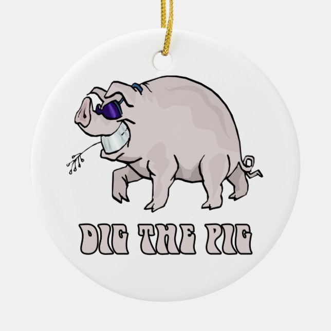 Dig the Pig Ceramic Tree Decoration (Front)