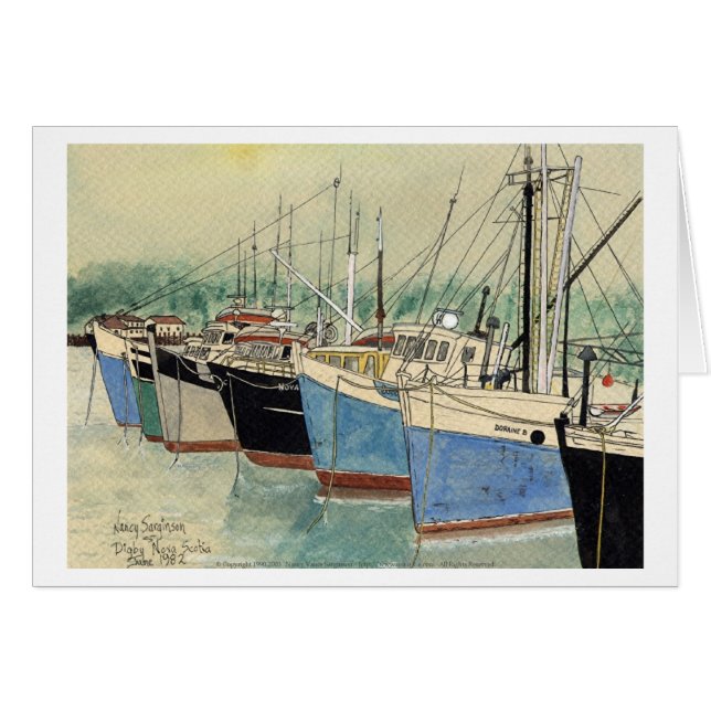 Digby, Nova Scotia, Fishing Boats, Watercolor (Front Horizontal)