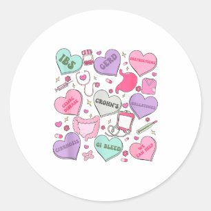 Digestive Divas Gastroenterology Nurse Valentine E Classic Round Sticker