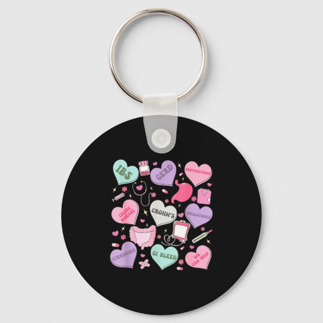 Digestive Divas Gastroenterology Nurse Valentine E Key Ring (Front)