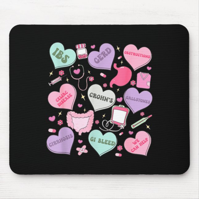 Digestive Divas Gastroenterology Nurse Valentine E Mouse Pad (Front)