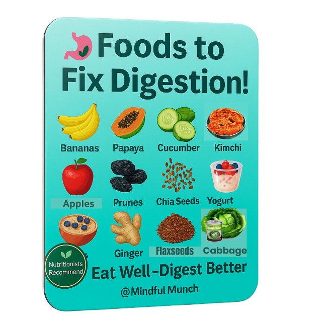 🌿Digestive Health Fridge Magnet  (Keep your gut happy—this magnet features top foods that support digestion and reduce bloating.)