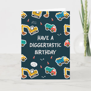 Digger Birthday Card for Boys