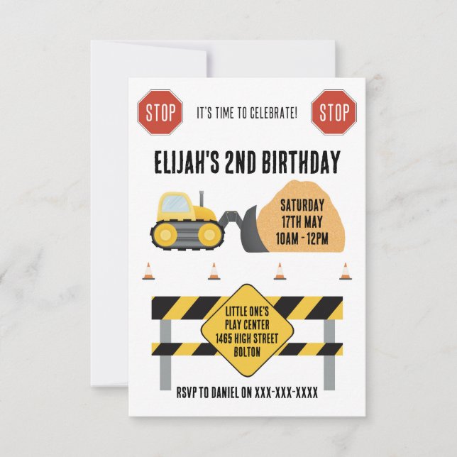 Digger Birthday Invitation (Front)