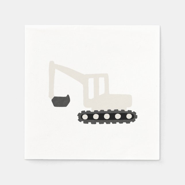 Digger Construction Birthday Party Minimal Napkin (Front)