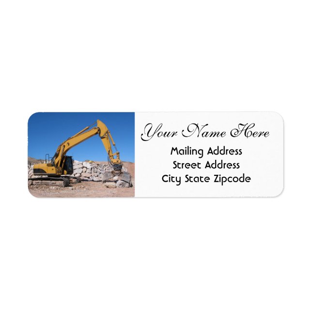 Digger Excavator Return Address Label (Front)
