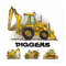 Diggers Backhoe Dozers Construction Poster Print