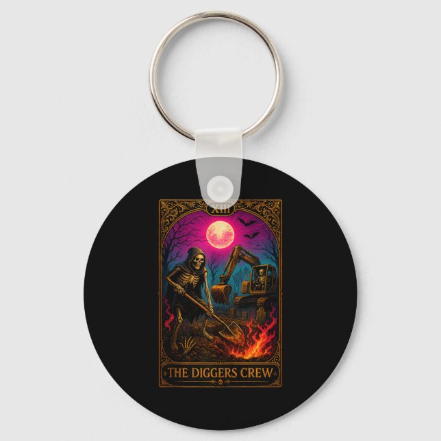Diggers Crew Graveyard Worker Dig Truck Conductors Key Ring (Front)
