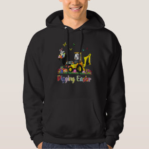 Digging Easter Bunny Toddler Boy Egg Hunt Tractor Hoodie