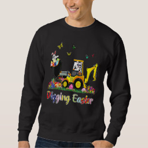 Digging Easter Bunny Toddler Boy Egg Hunt Tractor  Sweatshirt