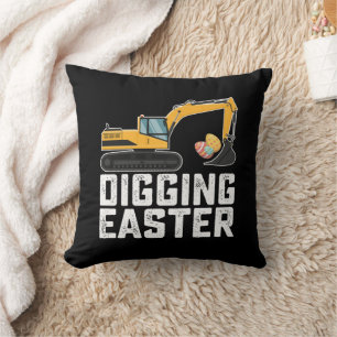 Digging Easter Excavator Egg Hunt Funny Cushion