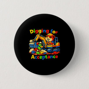 Digging for acceptance autism awareness cute guine 6 cm round badge