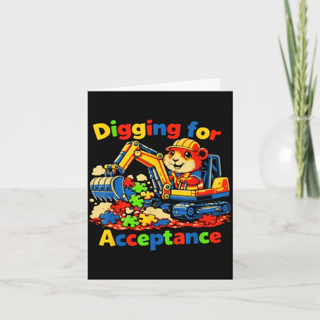 Digging for acceptance autism awareness cute guine card (Front)