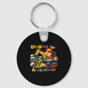 Digging for acceptance autism awareness cute guine key ring