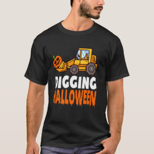 Digging Halloween Pumpkin Truck Excavator Kids Tod T-Shirt