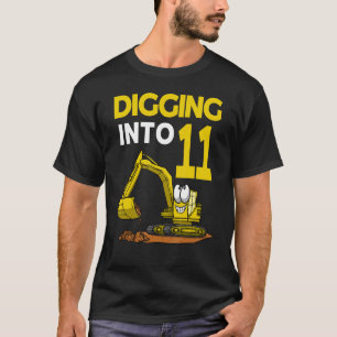 Digging Into 11 Birthday Excavator T-Shirt