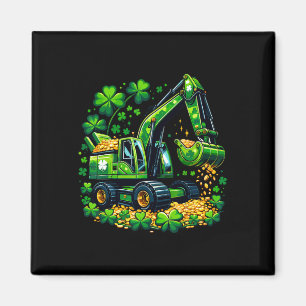 Digging Luck Shamrock St Patricks Excavator Kids B Magnet