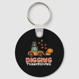 Digging Thanksgiving Excavator Truck Fall Toddler Key Ring
