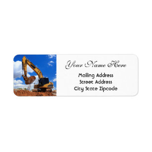 Digging Trackhoe Excavator Return Address Label