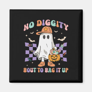 Diggity Bout To Bag It Up Cute Ghost Halloween Kid Magnet
