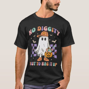 Diggity Bout To Bag It Up Cute Ghost Halloween Kid T-Shirt