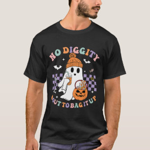 Diggity Bout To Bag It Up Cute Ghost Halloween Kid T-Shirt