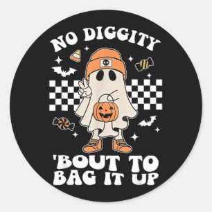 Diggity Bout To Bag Up Halloween Spooky Ghost Classic Round Sticker
