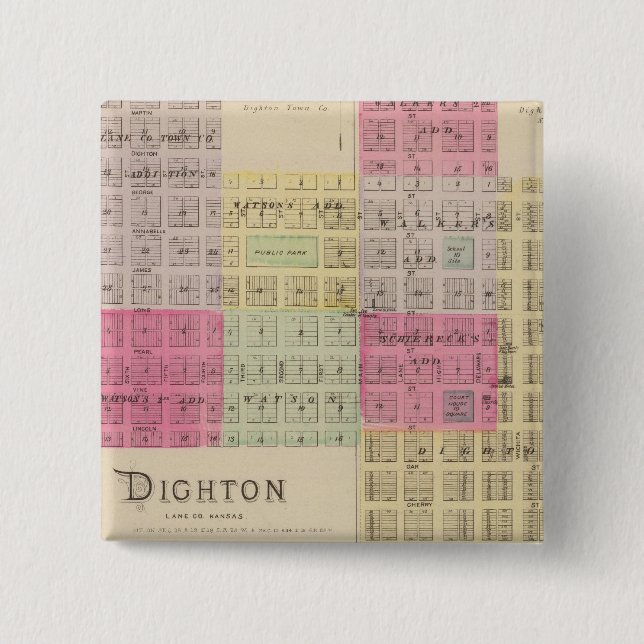Dighton, La Ness, Sharon Springs, Kansas 15 Cm Square Badge (Front)