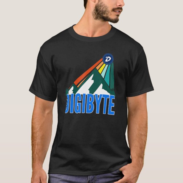 Digibyte Dgb Crypto Mountain Sun Rays Cryptocurren T-Shirt (Front)