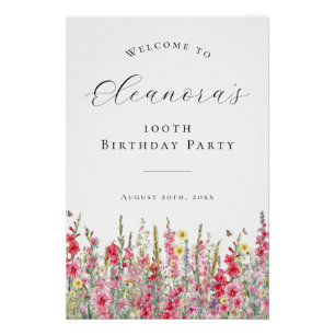 DIGITAL 100th Birthday August Birth Flower Welcome Poster