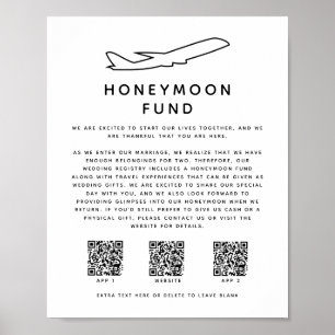 Digital 3 QR Code Honeymoon Fund Wedding Poster