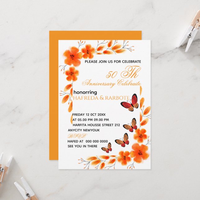 Digital 50th Birthday Invitation For Women, Editab (Front/Back In Situ)