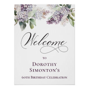 Digital 60th Birthday Purple Lilac Flower Poster