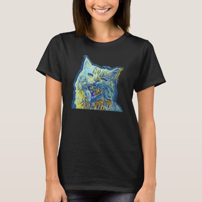 Digital Abstract Painting Of A Cat 49 T-Shirt (Front)