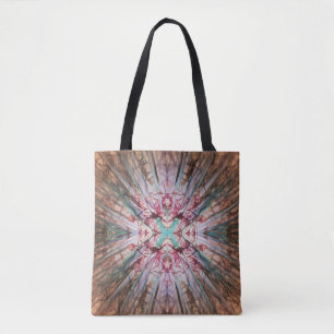 Digital Abstract Pattern in Rust, Red and Green Tote Bag